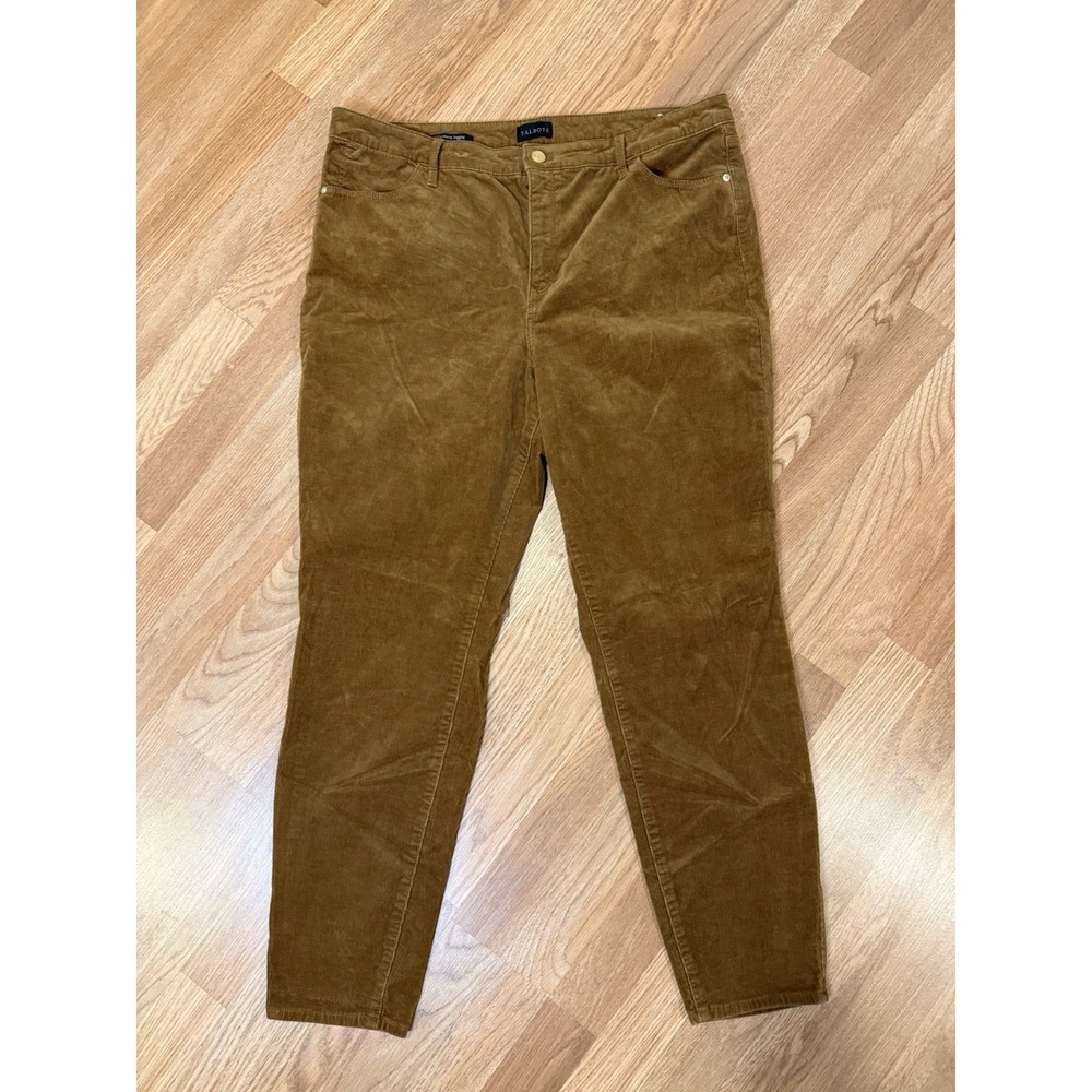 Talbots Corduroy Jegging Brown Stretch High Rise Cotton Blend Sz 16 Fall Winter